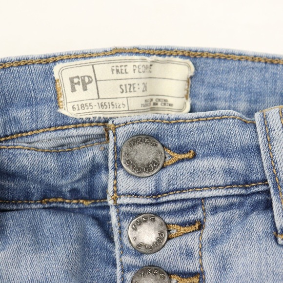 Free People Denim Blue Jeans Distressed Size 26 61855-16515125 - Picture 3 of 8